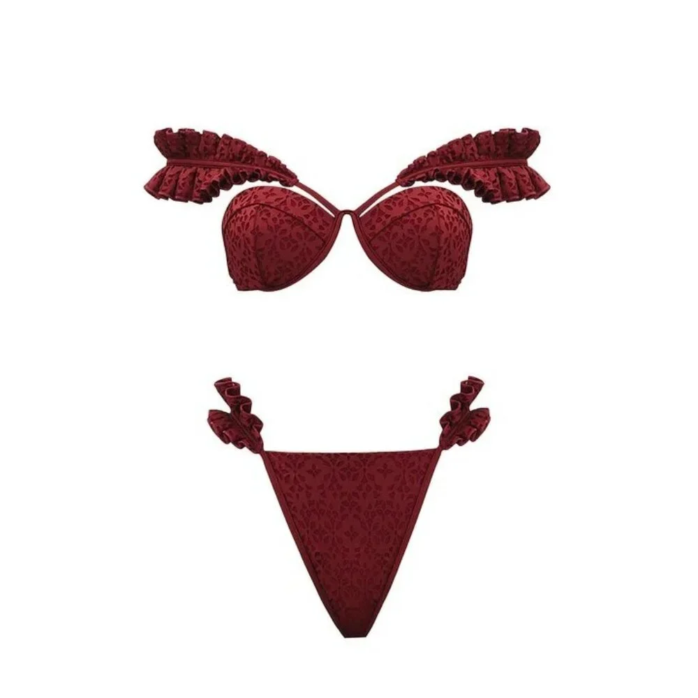 Andrea Iyamah Mulan Bikini Set Wine Color – Size XS NWT
